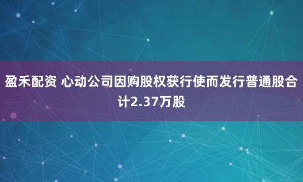 盈禾配资 心动公司因购股权获行使而发行普通股合计2.37万股